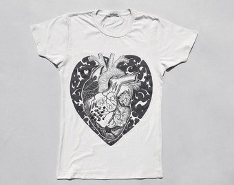 Heart T shirt for women, Valentines Day Heart shirt, Women's tshirts, Anatomical, transplant heart, graphic tee, t shirt with heart print