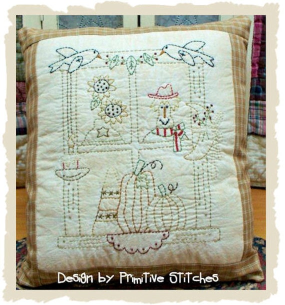 paper embroidery water soluble for Primitive Stitches Primitive E Window by Fall PATTERN 2 Stitchery