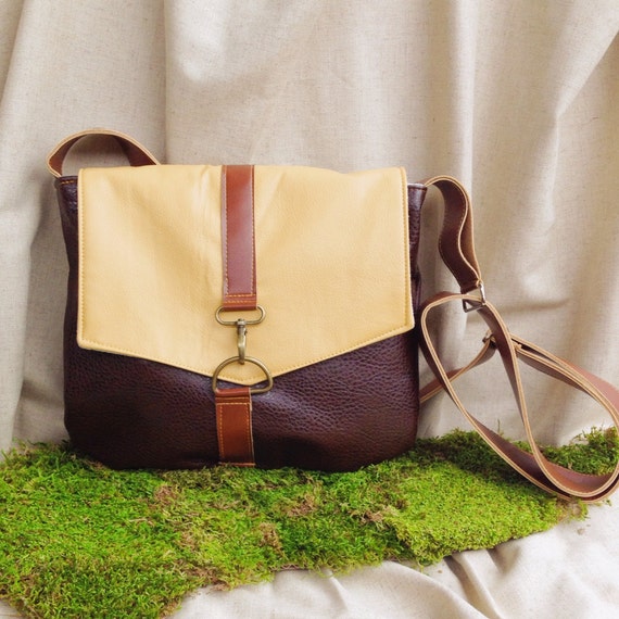 satchel leather crossbody bag dark brown vegan by RACHELelise