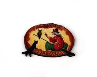 Halloween Brooch, Pumpkin Brooch,Witch Brooch, Black Cat Brooch, Halloween Badge