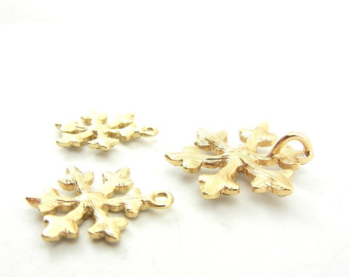 Set of Gold-tone Snowflake Charms and Small Pendant Rhinestones