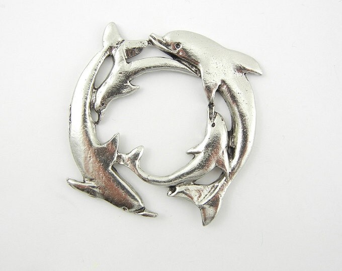 Pewter Dolphin Ring Flat and Pendant