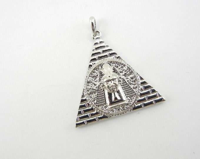 Triangular King Tut Pendant Silver-tone