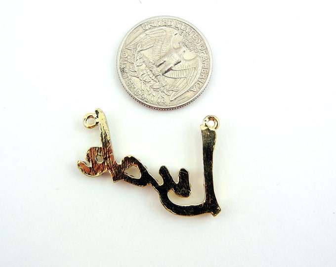 Gold-tone Rhinestone Luck Word Connector Pendant