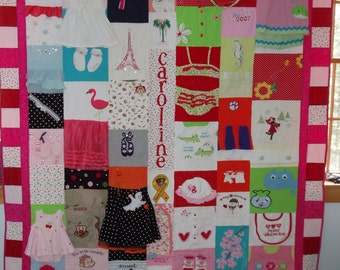 TWIN/FULL size Quilt made from your baby clothes ~ Made to Order!