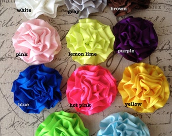 New-FLOWER SATIN ROSETTE--3 inches-Your Choice of 5