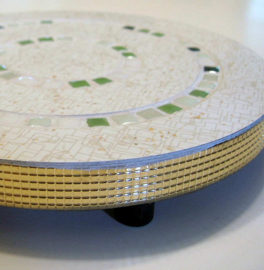 Mid Century Atomic Trivet Laminate Mosaic Trivet Retro Green
