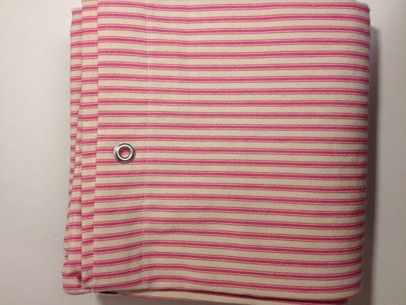 Vintage Woven Ticking Stripe Shower Curtain or curtain panels