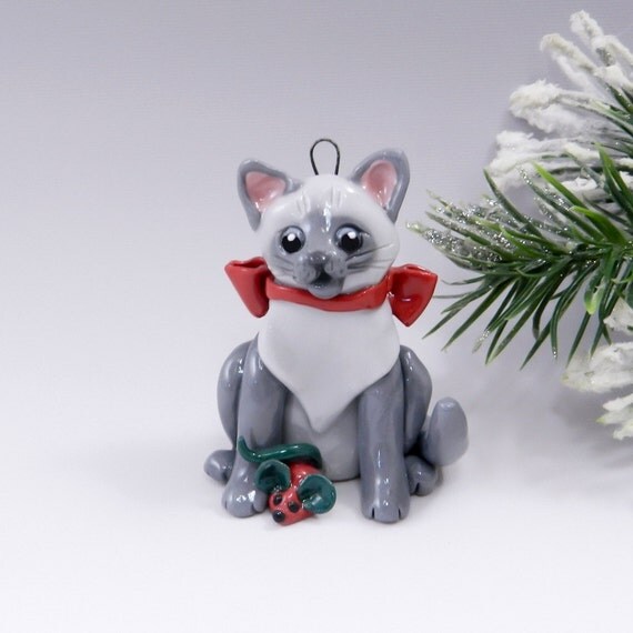 siamese cat christmas ornament toy mouse porcelain siamese cat christmas ornament toy mouse porcelain