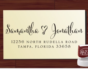 Calligraphy Handwriting Script Custom Return Address Stamp - Personalized SELF INKING Wedding Stationery Stamper - Style 1172Y