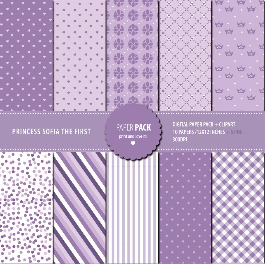 Digital Paper Pack and Clip Art Princess Sofia the first