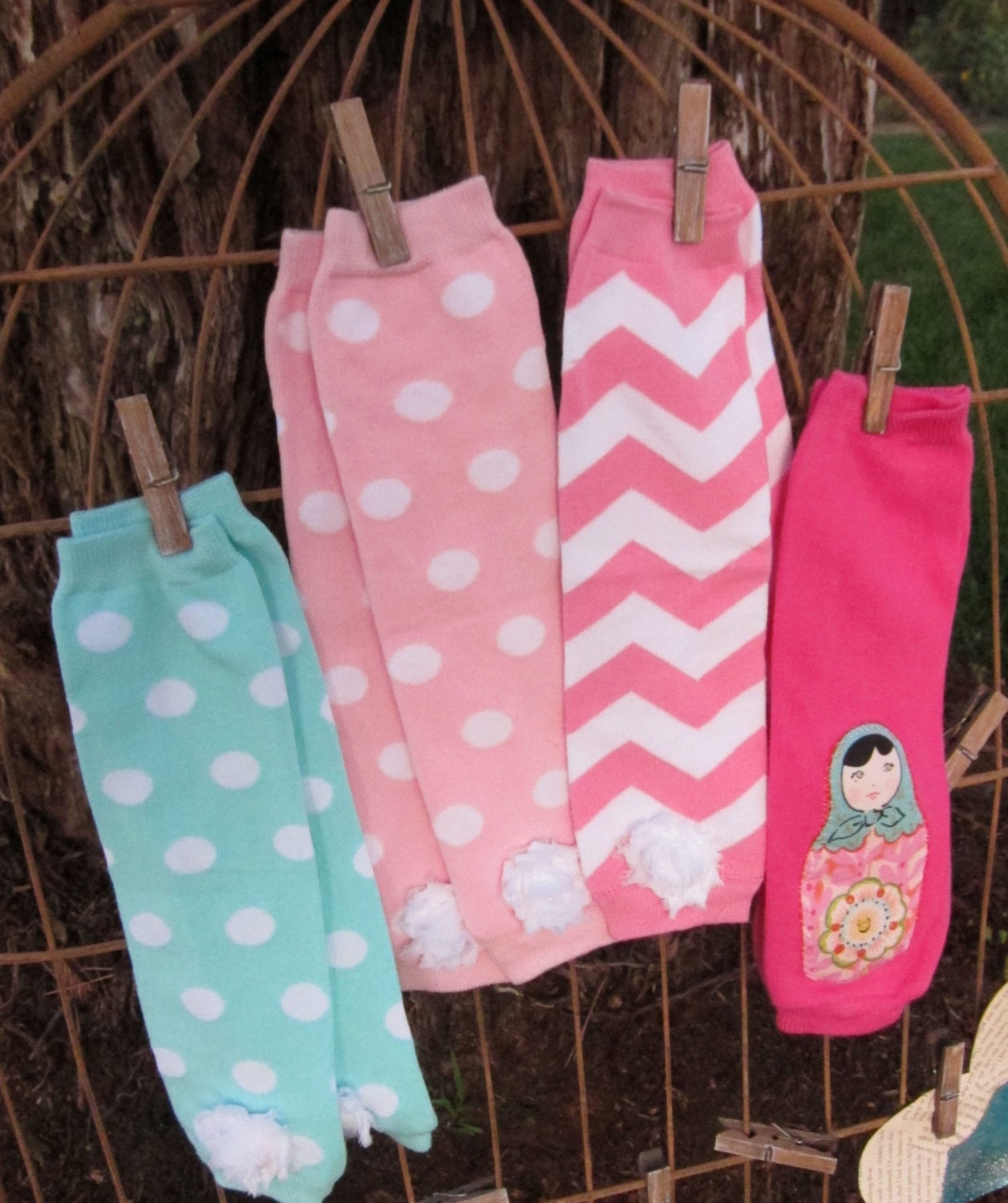 Powder PINK Polka Dot Baby Girl LEG WARMERS Newborn Toddler