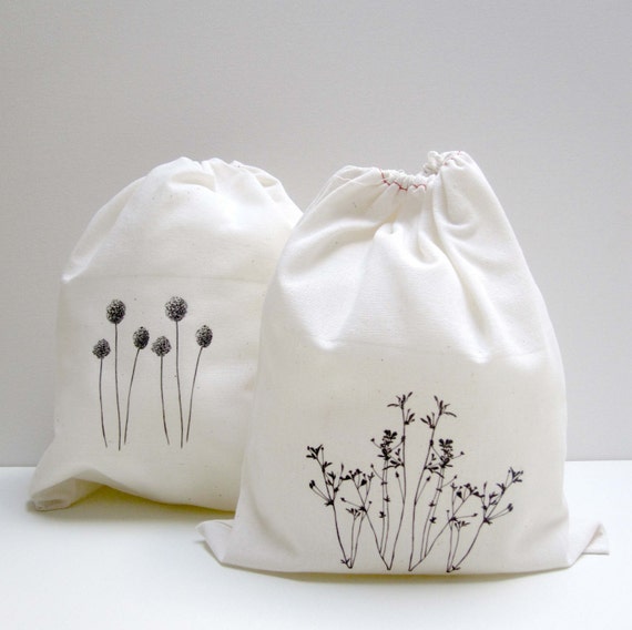 printed cotton 'meadow' bags