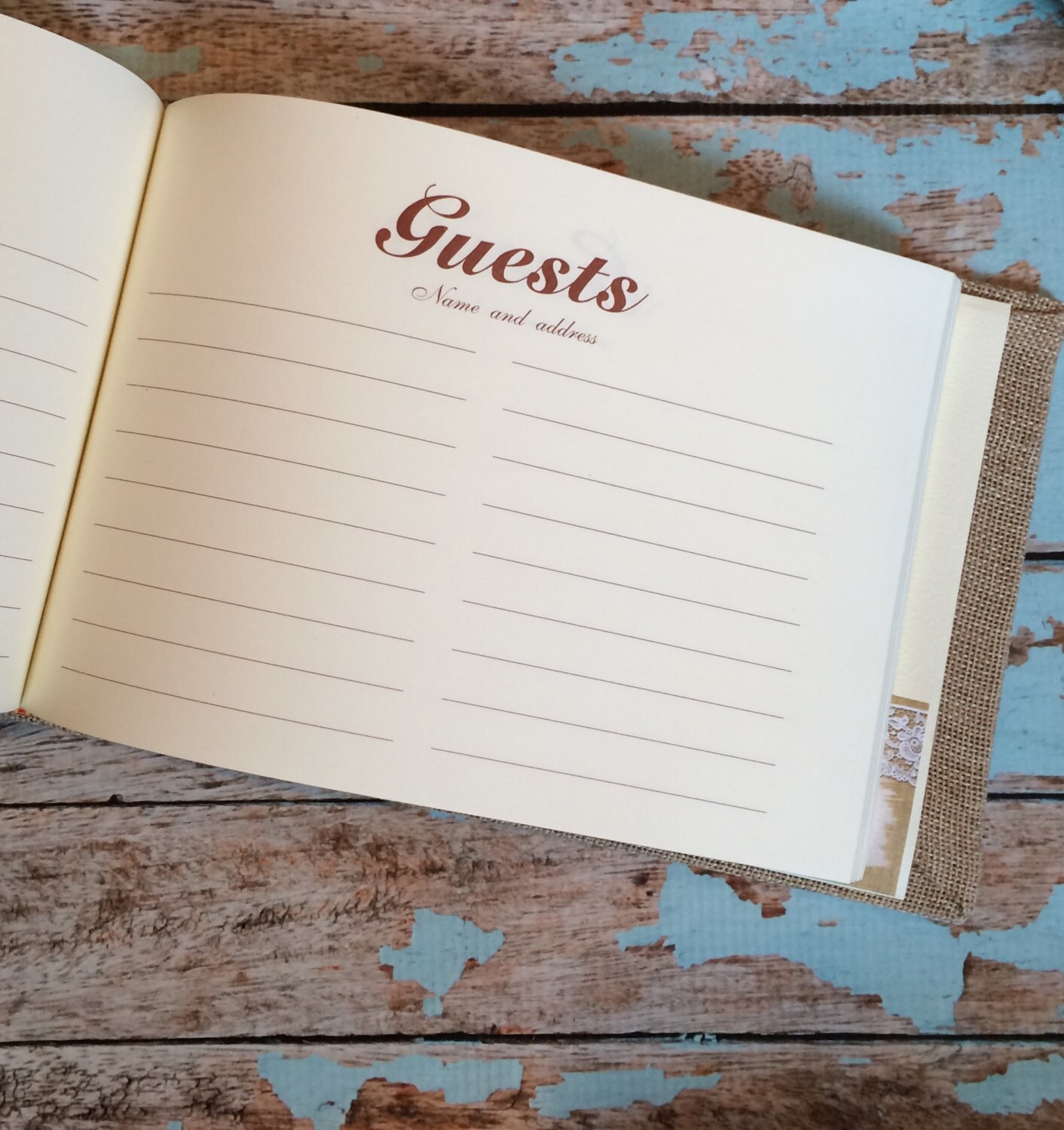 burlap wedding guest book / wedding guest book / guest book