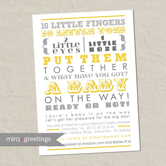 neutral baby invitations shower gender fingers, little Baby  10  Shower  reveal neutral  Invitation gender