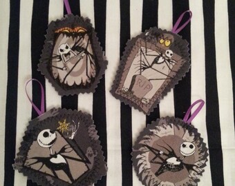 Nightmare Before Christmas fabric & felt ornaments magets - set of 4