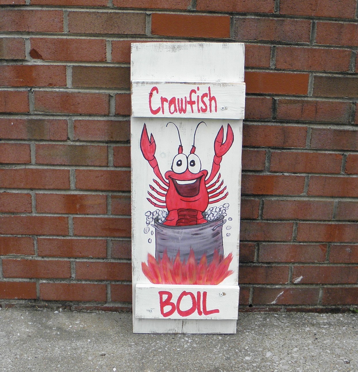 Crawfish Boil Wood Sign painted on reclaimed wood by steponitart