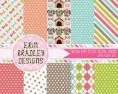 50% OFF SALE Winter Snow Day Dogs Digital Paper Pack INSTANT Download Il_170x135