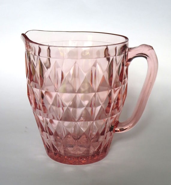 Windsor Diamonds Pink Depression Glass Water Pitcher
