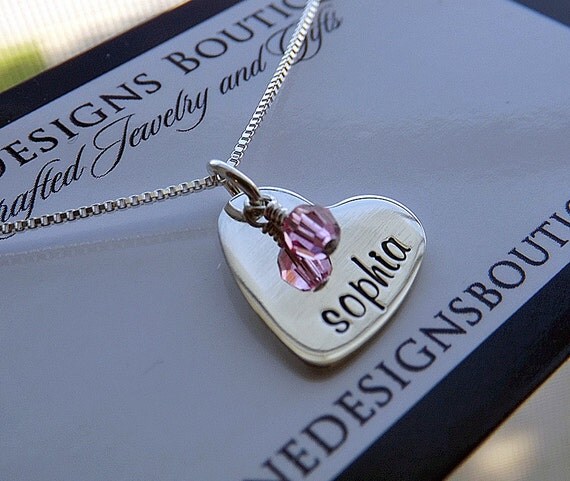 Personalized Heart Necklace Sterling by DivineDesignJewelers
