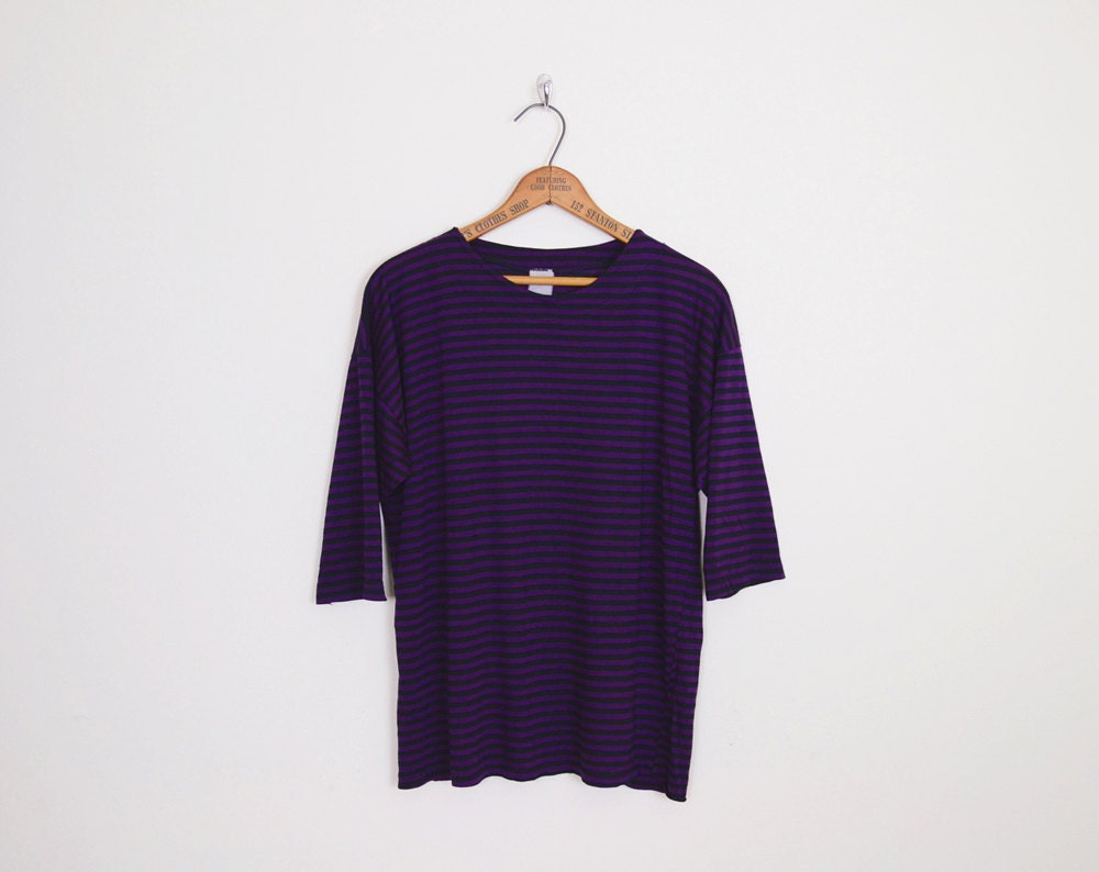 Black & Purple Stripe Top Stripe Shirt Stripe T-Shirt Stripe