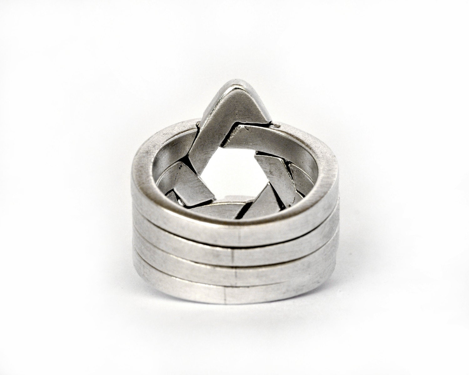 Star of David 4 Piece Puzzle Ring Silver polymer. by ...