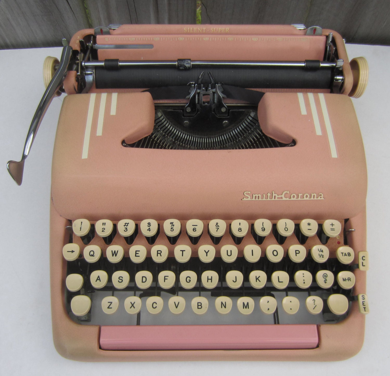 Pink Typewriter Smith-Corona Super Silent Vintage 1950s