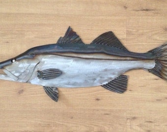 Snook Metal Fish Wall sculpture 30in Tropical Beach Coastal Art