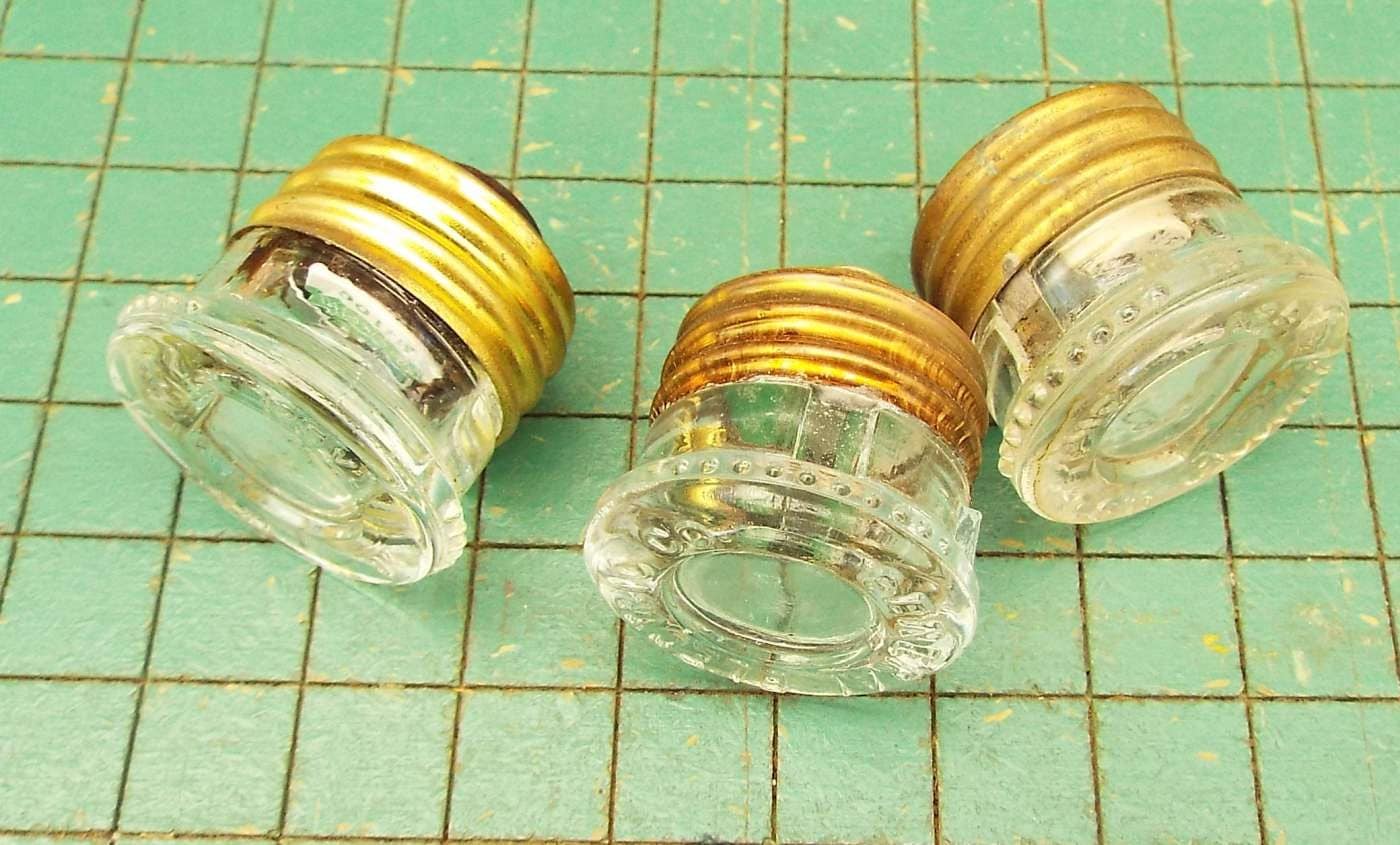 3 vintage glass fuses old house electrical fuse old screw steampunk fuse box 