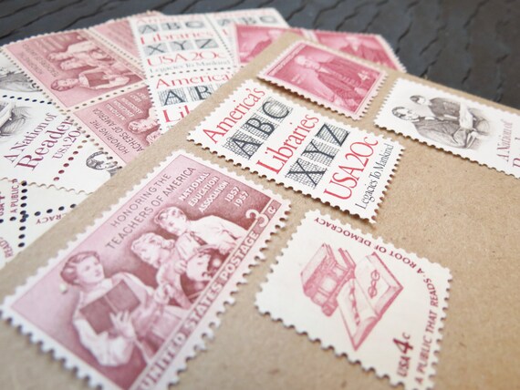 A B C .. Library .. UNused Vintage Postage Stamps .. Post 5