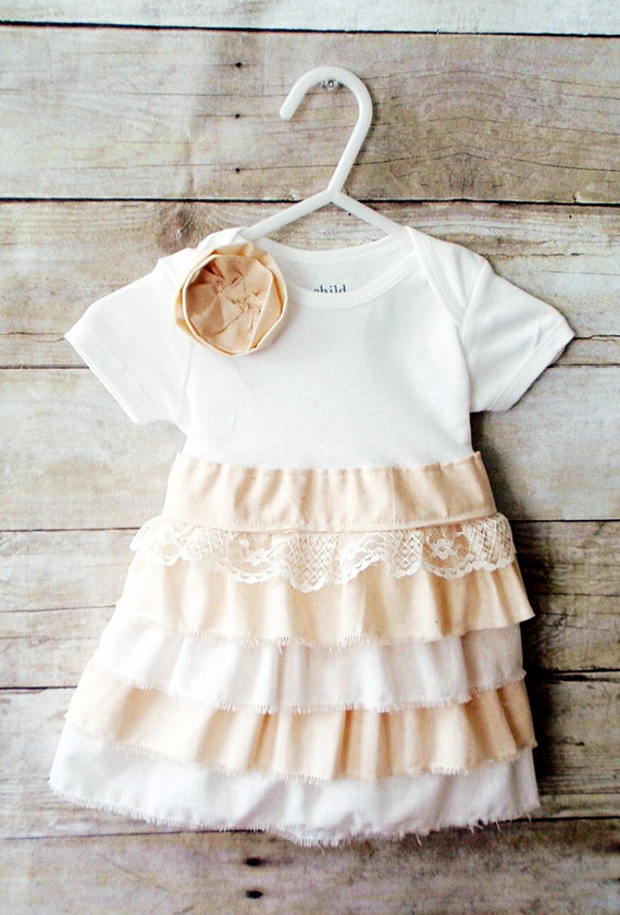 shabby chic baby girl onesie dress with ruffles shabby chic baby girl onesie dress with ruffles
