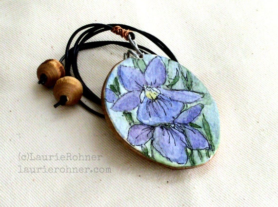 Wood painted necklace