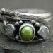 Diamond and Chartreuse Pearl Engagement Ring with Sterling Silver Wedding Band- Hammered Texture- Custom Made