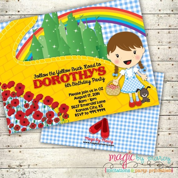 Digital Printable Wizard of OZ Inspired Birthday party invitations Il_570xn