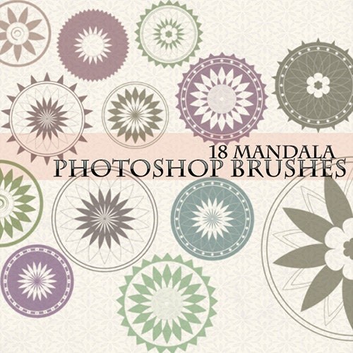 Download 18 Mandala Photoshop Brushes Vector Lotus Flower Digital ...