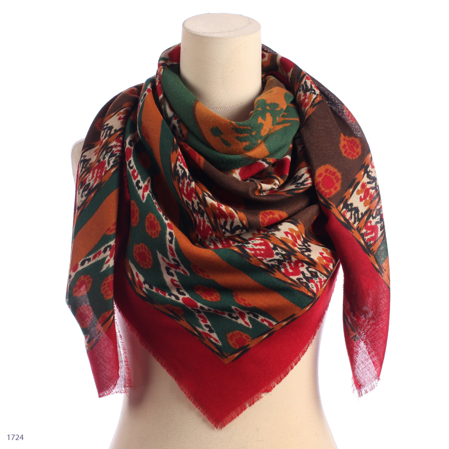 Bohemian Scarf Wrap . Large Ikat Print Boho Gipsy Wool Like Shawl ...