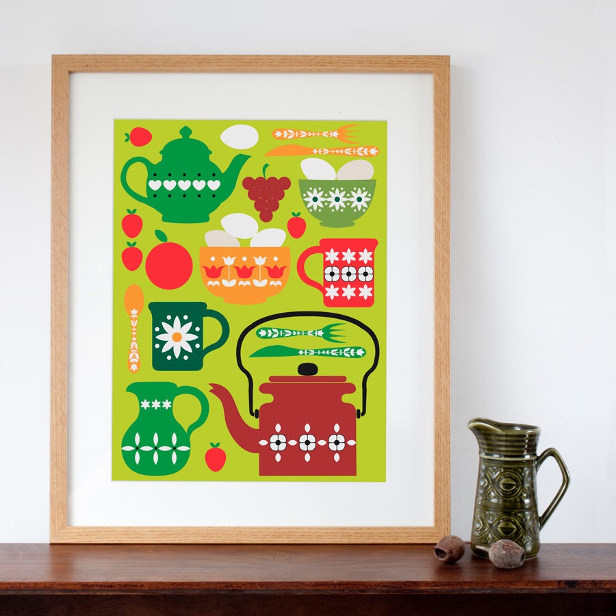 Retro Kitchen Design Art Print
