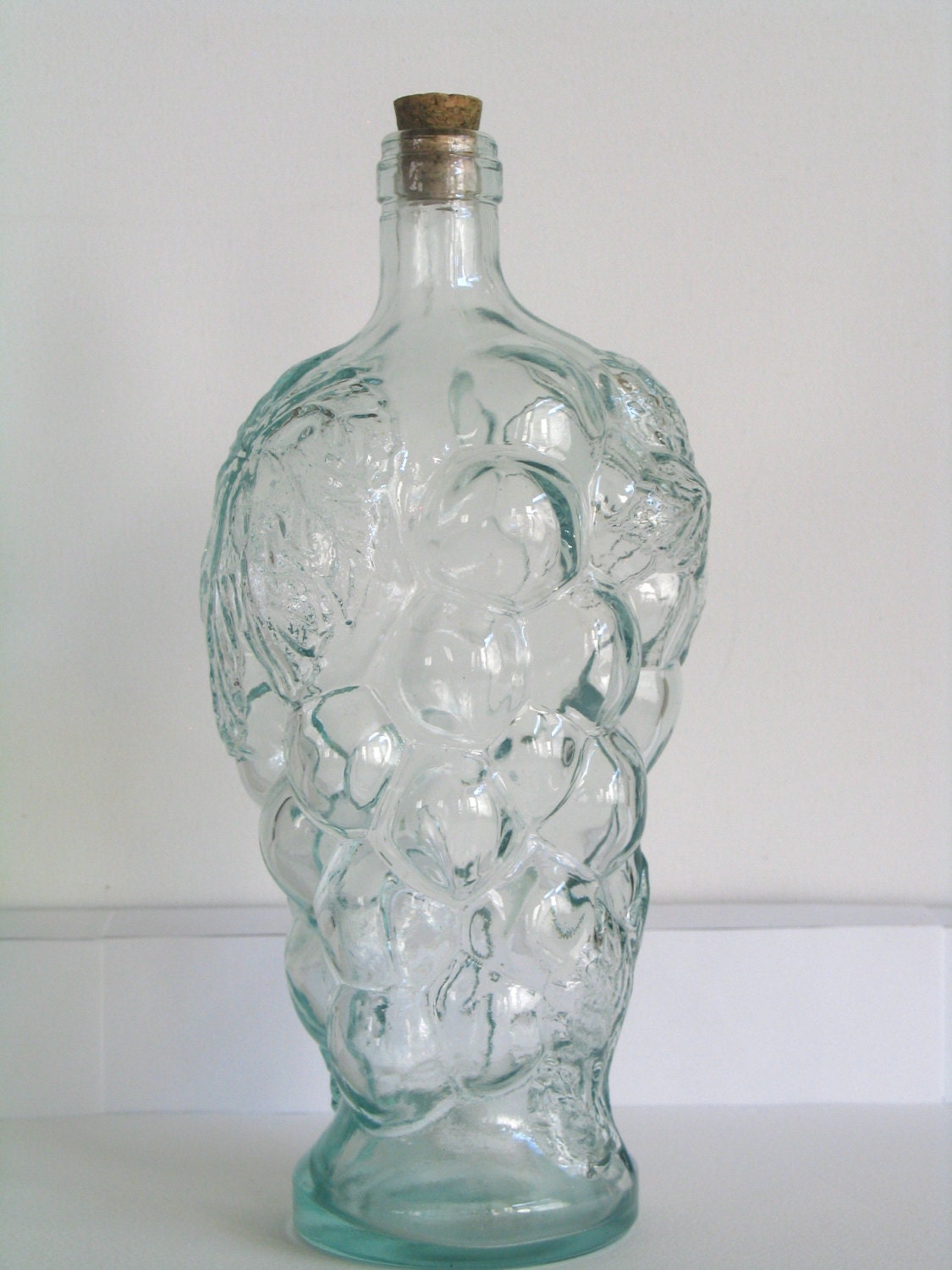 Green Glass Wine Decanter Olive Oil Container Spain Grape