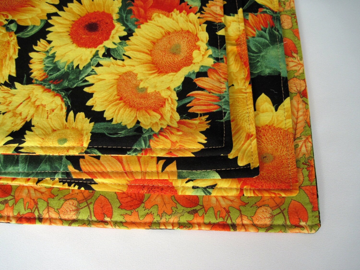 Sunflower Placemats Reversible Sunflowers and Leaves Fall