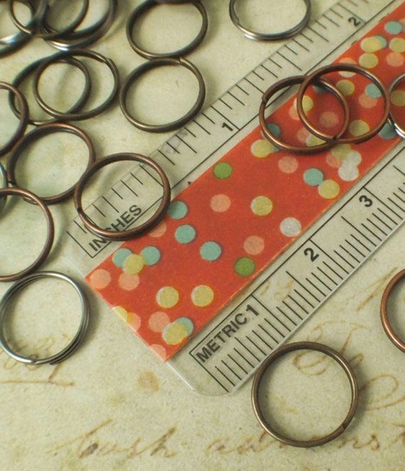 50 Antique Plated Brass Split Rings 12mm OD by UnkamenSupplies