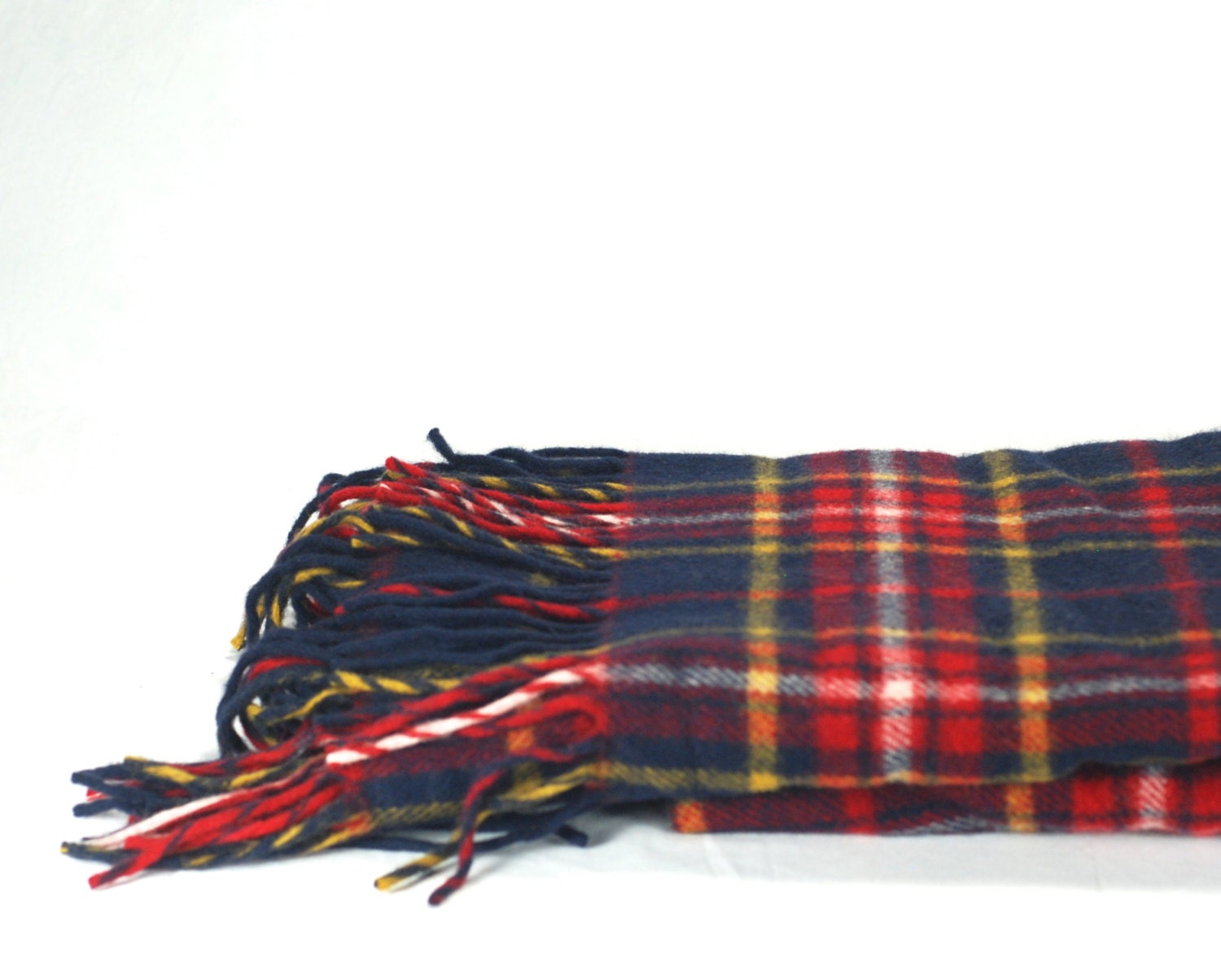 Vintage Blanket Wool Pendleton Navy Red Plaid Stadium Blanket