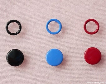 100 sets, Mixed Colors (3 Colors) Capped and Open Prong Snap Button , Size 18L/17L (11.3/10 mm)