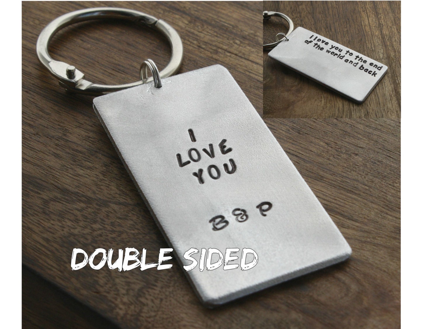 Custom Double Sided Keychain Mens Gift by sierrametaldesign