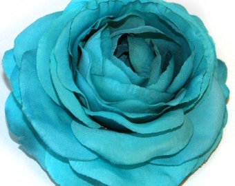 1 Turquoise Bontanical Silk Ranunculus - Artificial Flowers, Silk Flower Heads - PRE-ORDER