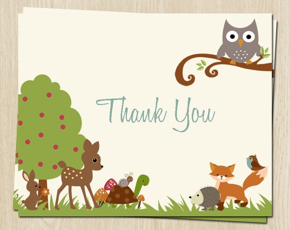 woodland-thank-you-cards-baby-shower-birthday-owl-turtle