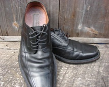 Vintage Johnston and Murphy Classic Black Italian Mens Leather Shoes ...