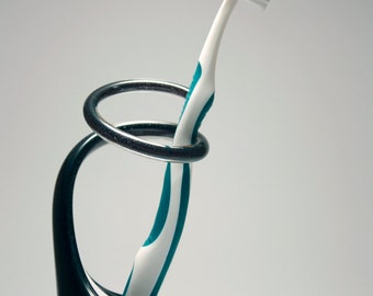 Black Handmade Glass Toothbrush Holder