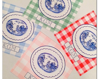 Gingham chinoiserie gift tags