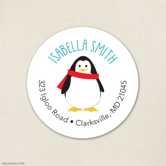 Penguin party - Personalized address labels - Sheet of 24 Il_570xn