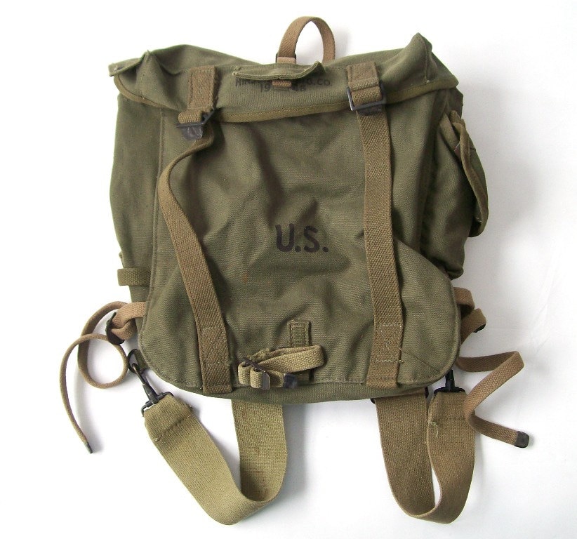 vintage 1940's US army backpack military tote bag mens